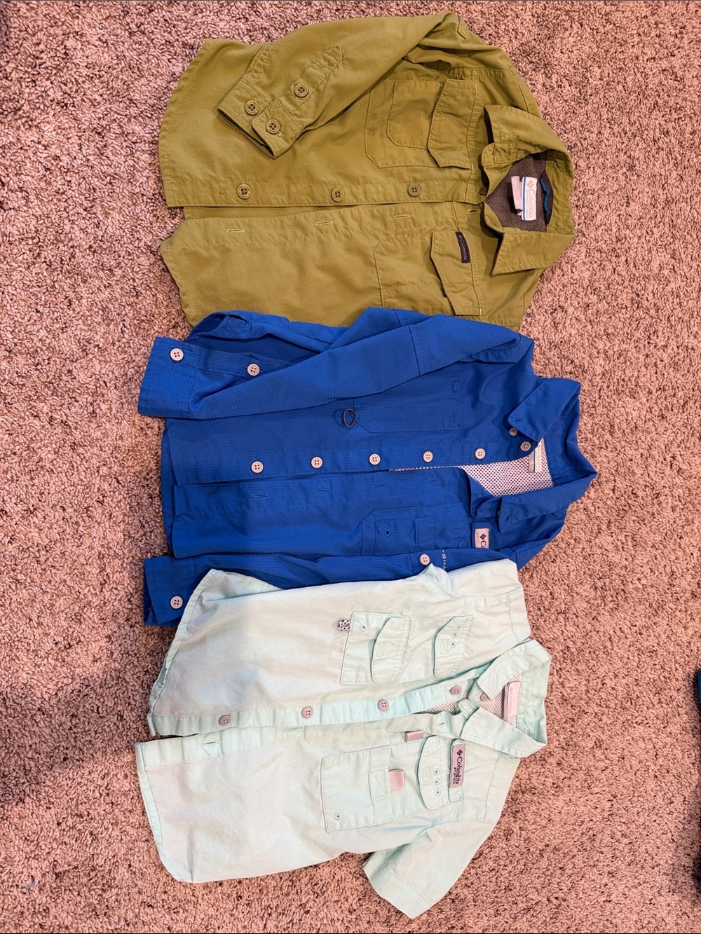 Columbia Boys Button-Down Shirts in Olive, Royal Blue & Mint